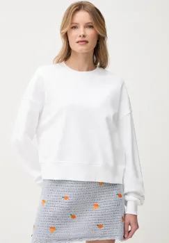 United Colors of Benetton hanorac de bumbac femei, culoarea alb, cu imprimeu, 3UNID109A imagine