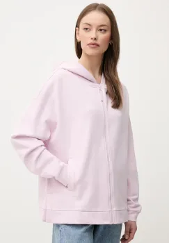 United Colors of Benetton hanorac de bumbac femei, culoarea roz, cu gluga, neted, 3UNID500R imagine