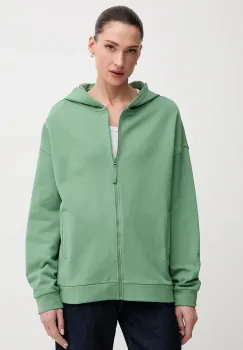 United Colors of Benetton hanorac de bumbac femei, culoarea verde, cu gluga, neted, 3UNID500R imagine