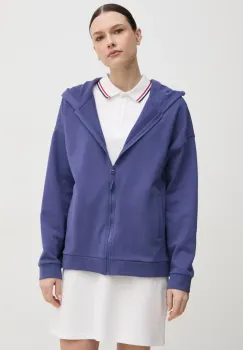 United Colors of Benetton hanorac de bumbac femei, culoarea violet, cu gluga, neted, 3UNID500R imagine
