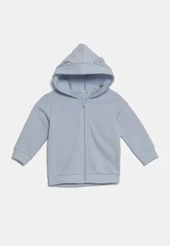 United Colors of Benetton hanorac de bumbac pentru bebelusi cu gluga, uni, 3J70A5017 imagine