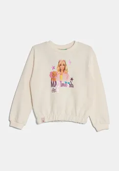 United Colors of Benetton hanorac de bumbac pentru bebelusi culoarea bej, cu imprimeu, 3J68G10HI imagine