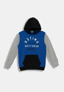 United Colors of Benetton hanorac de bumbac pentru copii cu gluga, cu imprimeu, 3J68C204V imagine