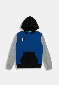 United Colors of Benetton hanorac de bumbac pentru copii cu gluga, cu imprimeu, 3J68C505C imagine