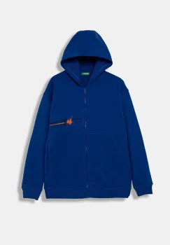 United Colors of Benetton hanorac de bumbac pentru copii cu gluga, cu imprimeu, 3J68C505G imagine