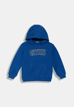 United Colors of Benetton hanorac de bumbac pentru copii cu gluga, cu imprimeu, 3J68G200Q imagine