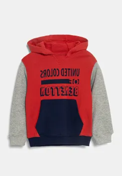 United Colors of Benetton hanorac de bumbac pentru copii cu gluga, cu imprimeu, 3J68G2011 imagine