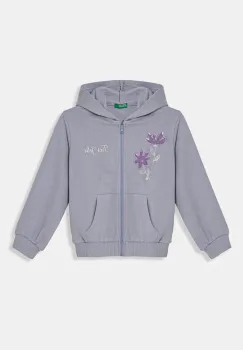 United Colors of Benetton hanorac de bumbac pentru copii cu gluga, cu imprimeu, 3J68G503T imagine