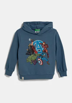 United Colors of Benetton hanorac de bumbac pentru copii cu gluga, cu imprimeu, 3PQMG2012 imagine