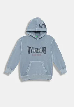 United Colors of Benetton hanorac de bumbac pentru copii cu gluga, cu imprimeu, 3WITC2054 imagine