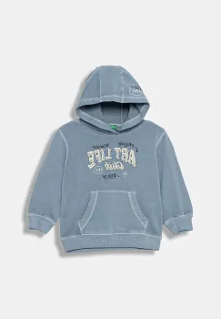 United Colors of Benetton hanorac de bumbac pentru copii cu gluga, cu imprimeu, 3WITG2015 imagine