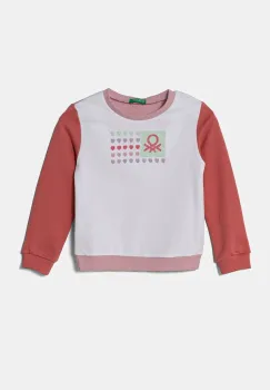 United Colors of Benetton hanorac de bumbac pentru copii culoarea alb, cu imprimeu, 3J70G10HX imagine