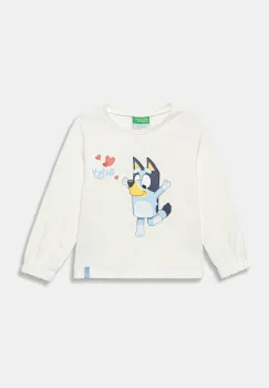 United Colors of Benetton hanorac de bumbac pentru copii culoarea alb, cu imprimeu, 3J70G10KG imagine