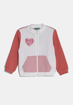 United Colors of Benetton hanorac de bumbac pentru copii culoarea alb, cu imprimeu, 3J70G503N imagine