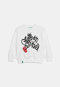 United Colors of Benetton hanorac de bumbac pentru copii culoarea alb, cu imprimeu, 3UNIC10NU imagine