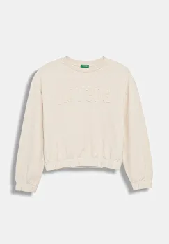 United Colors of Benetton hanorac de bumbac pentru copii culoarea bej, cu imprimeu, 33NVC10Q8 imagine