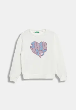 United Colors of Benetton hanorac de bumbac pentru copii culoarea bej, cu imprimeu, 3J68C10Q0 imagine