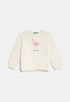 United Colors of Benetton hanorac de bumbac pentru copii culoarea bej, cu imprimeu, 3J68G10J0 imagine