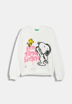 United Colors of Benetton hanorac de bumbac pentru copii culoarea bej, cu imprimeu, 3J70C10R3 imagine