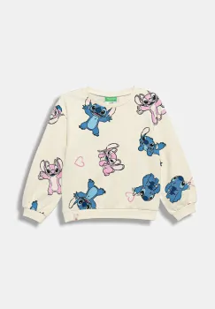 United Colors of Benetton hanorac de bumbac pentru copii culoarea bej, cu imprimeu, 3UNPG10KD imagine