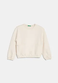 United Colors of Benetton hanorac de bumbac pentru copii culoarea bej, neted, 3UNIG10IO imagine