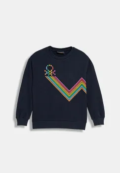 United Colors of Benetton hanorac de bumbac pentru copii culoarea bleumarin, cu imprimeu, 33NVC10QW imagine