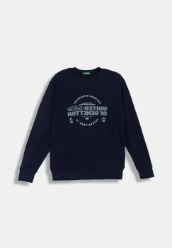 United Colors of Benetton hanorac de bumbac pentru copii culoarea bleumarin, cu imprimeu, 3J68C10PZ imagine