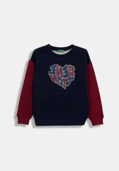 United Colors of Benetton hanorac de bumbac pentru copii culoarea bleumarin, cu imprimeu, 3J68C10Q0 imagine