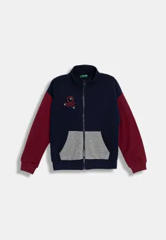 United Colors of Benetton hanorac de bumbac pentru copii culoarea bleumarin, cu imprimeu, 3J68C505D imagine