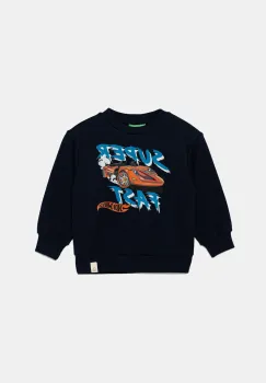 United Colors of Benetton hanorac de bumbac pentru copii culoarea bleumarin, cu imprimeu, 3J68G10I2 imagine