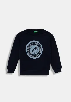 United Colors of Benetton hanorac de bumbac pentru copii culoarea bleumarin, cu imprimeu, 3J68G10KN imagine