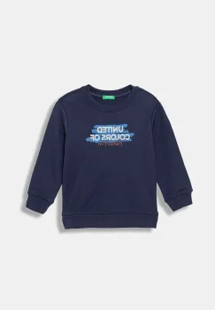 United Colors of Benetton hanorac de bumbac pentru copii culoarea bleumarin, cu imprimeu, 3J70G10JY imagine