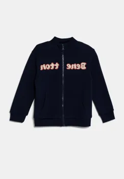 United Colors of Benetton hanorac de bumbac pentru copii culoarea bleumarin, cu imprimeu, 3J70G503M imagine