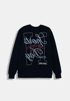 United Colors of Benetton hanorac de bumbac pentru copii culoarea bleumarin, uni, 3J68C10QK imagine