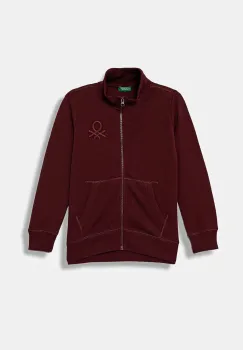 United Colors of Benetton hanorac de bumbac pentru copii culoarea bordo, cu imprimeu, 3J68C501B imagine