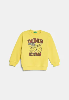 United Colors of Benetton hanorac de bumbac pentru copii culoarea galben, cu imprimeu, 3UNIG10II imagine