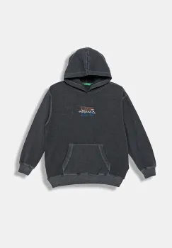 United Colors of Benetton hanorac de bumbac pentru copii culoarea gri, cu gluga, cu imprimeu, 3WITC2054 imagine