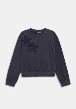 United Colors of Benetton hanorac de bumbac pentru copii culoarea gri, cu imprimeu, 33NVC10Q8 imagine