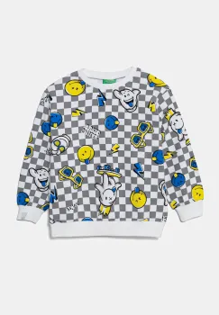 United Colors of Benetton hanorac de bumbac pentru copii culoarea gri, cu imprimeu, 34GTG10IG imagine