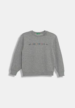 United Colors of Benetton hanorac de bumbac pentru copii culoarea gri, cu imprimeu, 3J68C10PZ imagine