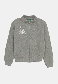 United Colors of Benetton hanorac de bumbac pentru copii culoarea gri, cu imprimeu, 3J68C504N imagine
