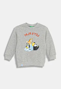 United Colors of Benetton hanorac de bumbac pentru copii culoarea gri, cu imprimeu, 3J70G10KF imagine