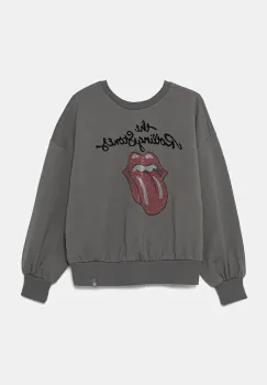 United Colors of Benetton hanorac de bumbac pentru copii culoarea gri, cu imprimeu, 3UNIC10NT imagine