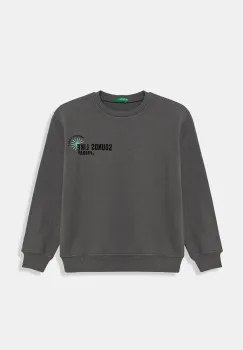 United Colors of Benetton hanorac de bumbac pentru copii culoarea gri, cu imprimeu, 3UNIC10O3 imagine