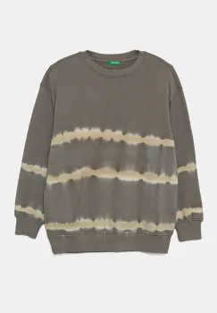 United Colors of Benetton hanorac de bumbac pentru copii culoarea gri, cu imprimeu, 3WITC10N6 imagine