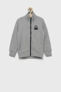 United Colors of Benetton hanorac de bumbac pentru copii culoarea gri, neted imagine