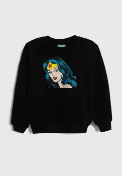 United Colors of Benetton hanorac de bumbac pentru copii culoarea negru, cu imprimeu imagine