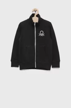 United Colors of Benetton hanorac de bumbac pentru copii culoarea negru, neted imagine