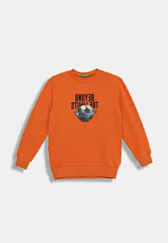 United Colors of Benetton hanorac de bumbac pentru copii culoarea portocaliu, uni, 3J68C10QK imagine