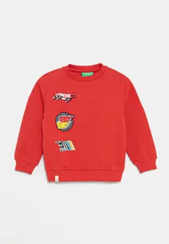 United Colors of Benetton hanorac de bumbac pentru copii culoarea rosu, cu imprimeu, 3J68G10I2 imagine
